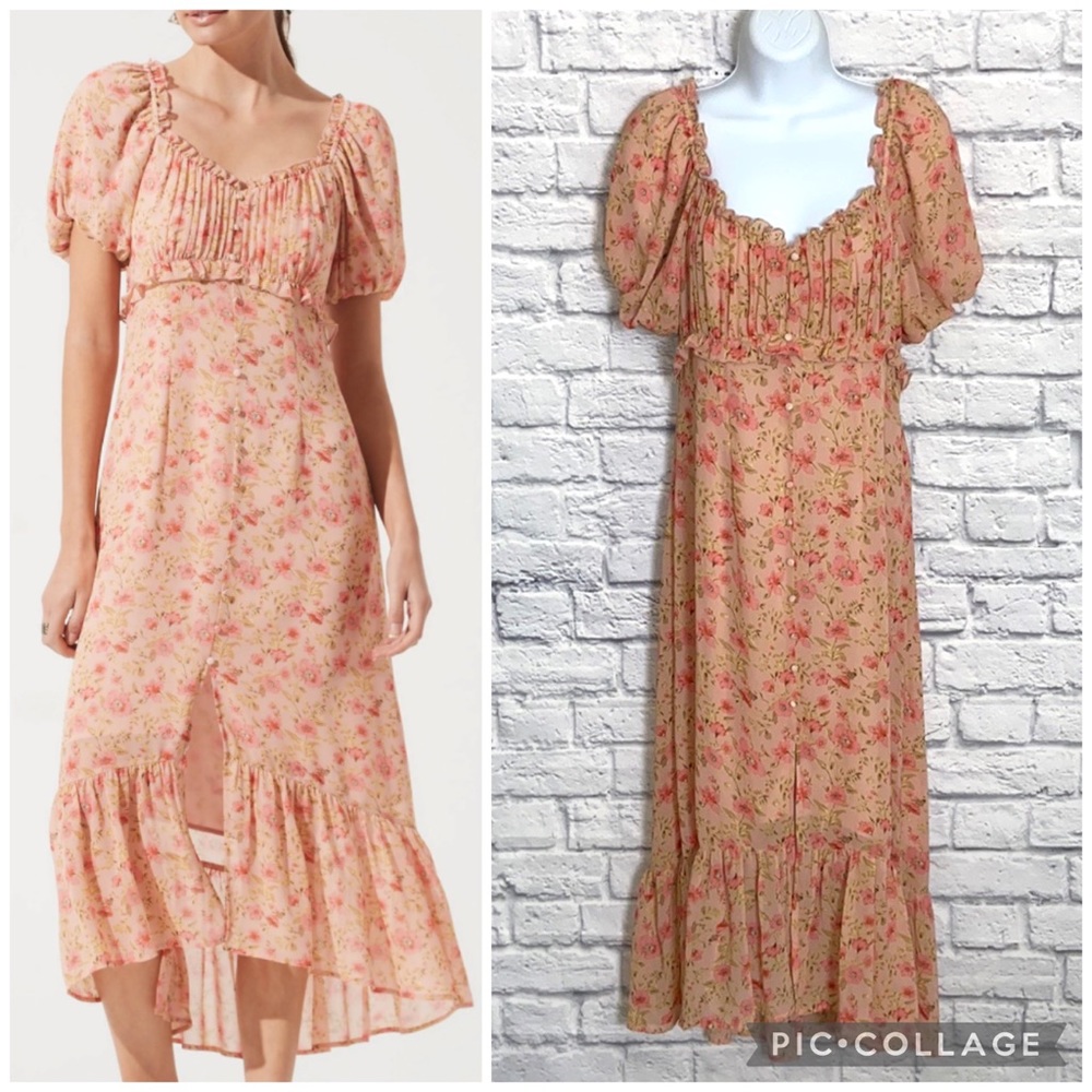 ASTR The Label Balloon Sleeve Sweetheart Floral Maxi Dress size Medium